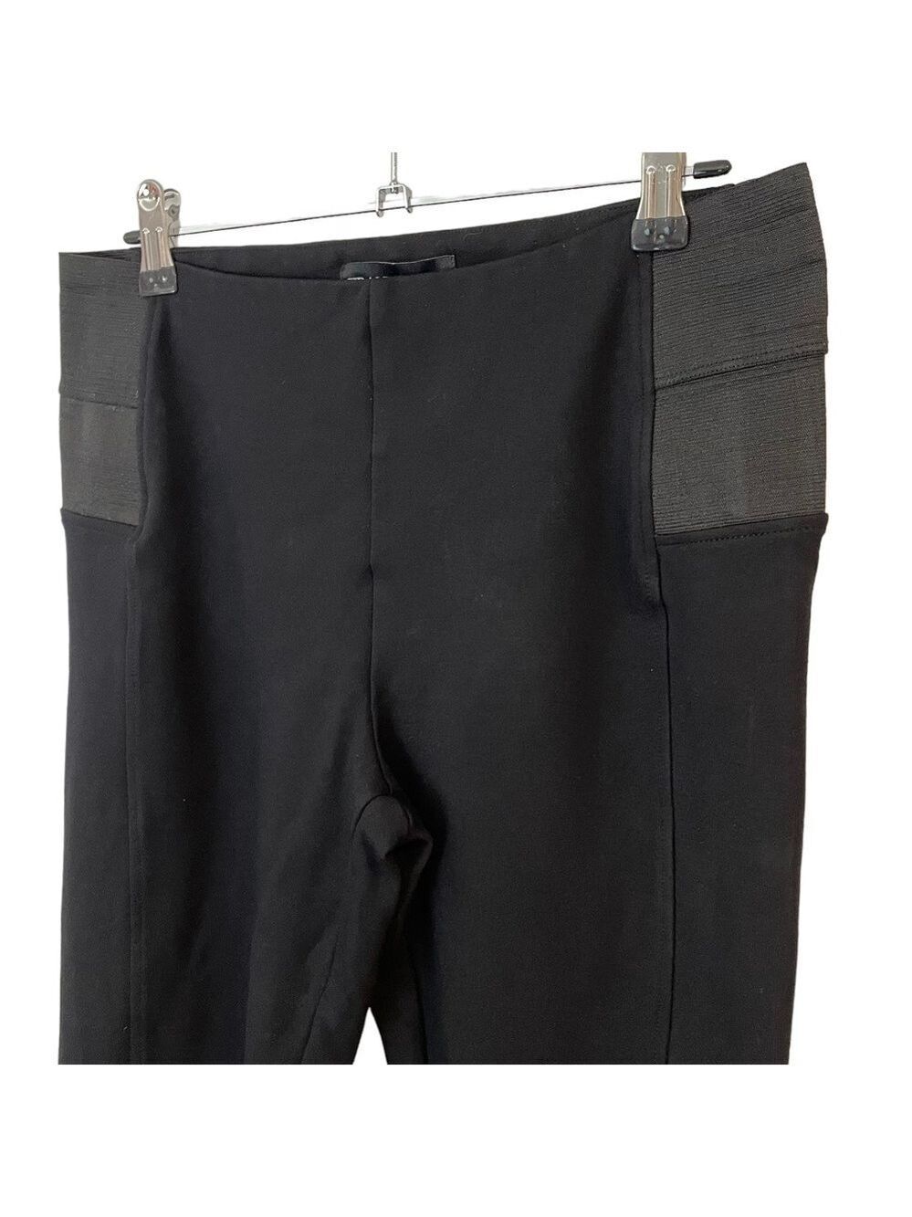 Frank Lyman Stretch Trouser Pants Womens M Black Elastic Waist Skinny Ankle EUC